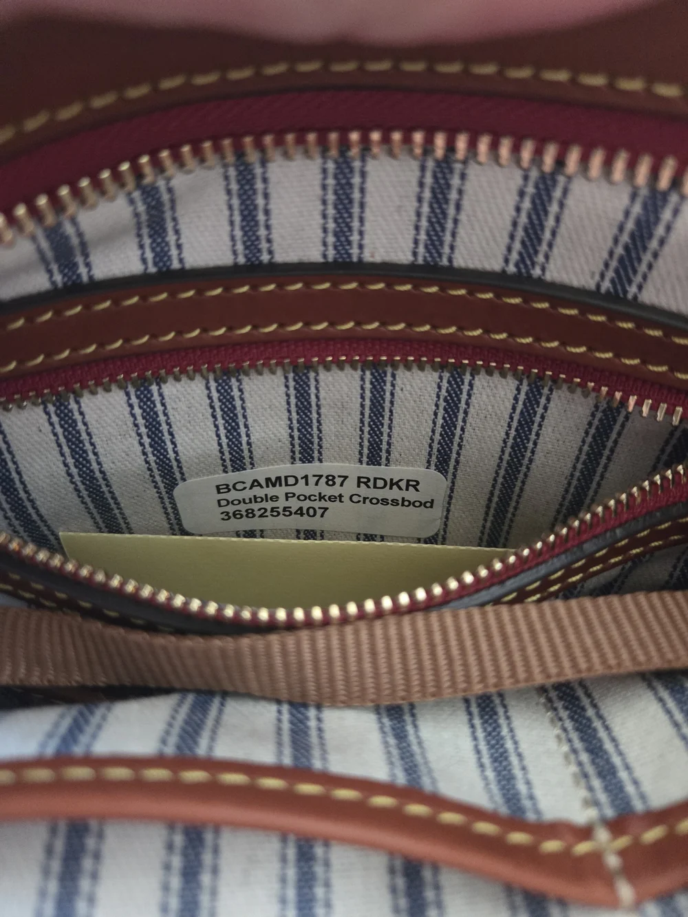 Dooney & Bourke Red Nylon Crossbody Bag with Brown Leather Trim